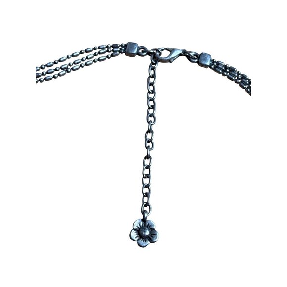 Vintage 3 Strand Silvertone Chain Necklace Lobster Clasp Closure 17 - 20 inches - Picture 2 of 5